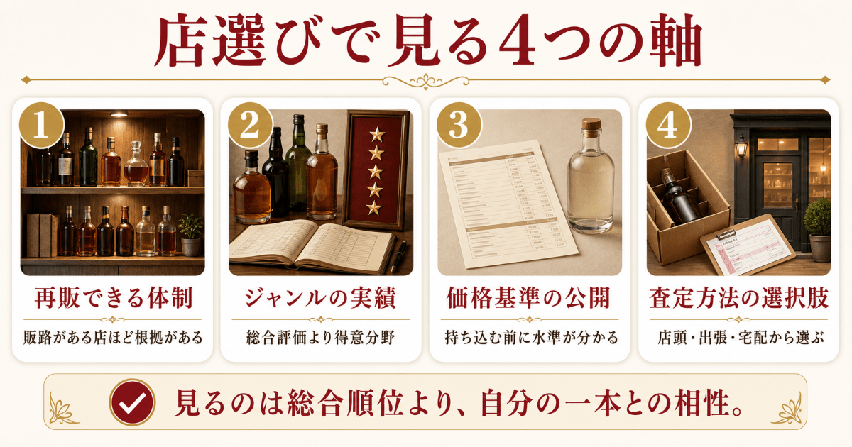 買取店を比べる4つの軸