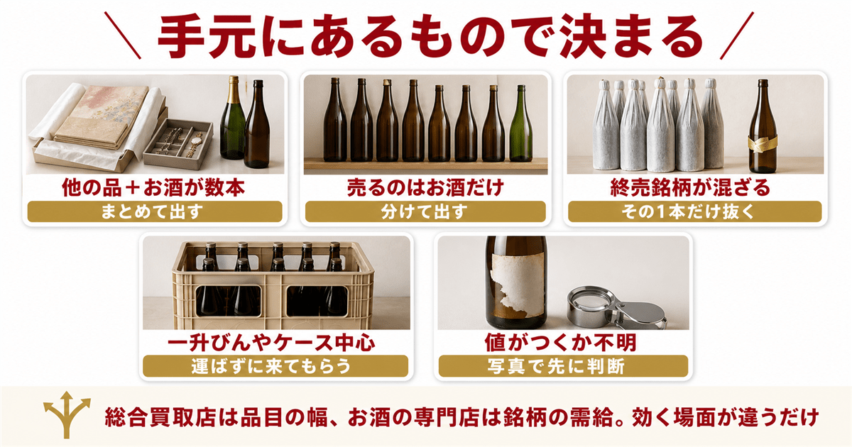 バイセルに出す前に決める分けるかまとめるかの早見表