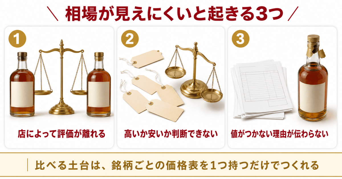 お酒に公開相場が少ないことで起きる3つ
