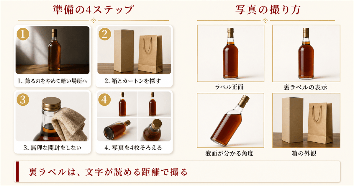 ジャパニーズウイスキーを査定に出す前の準備と写真の撮り方