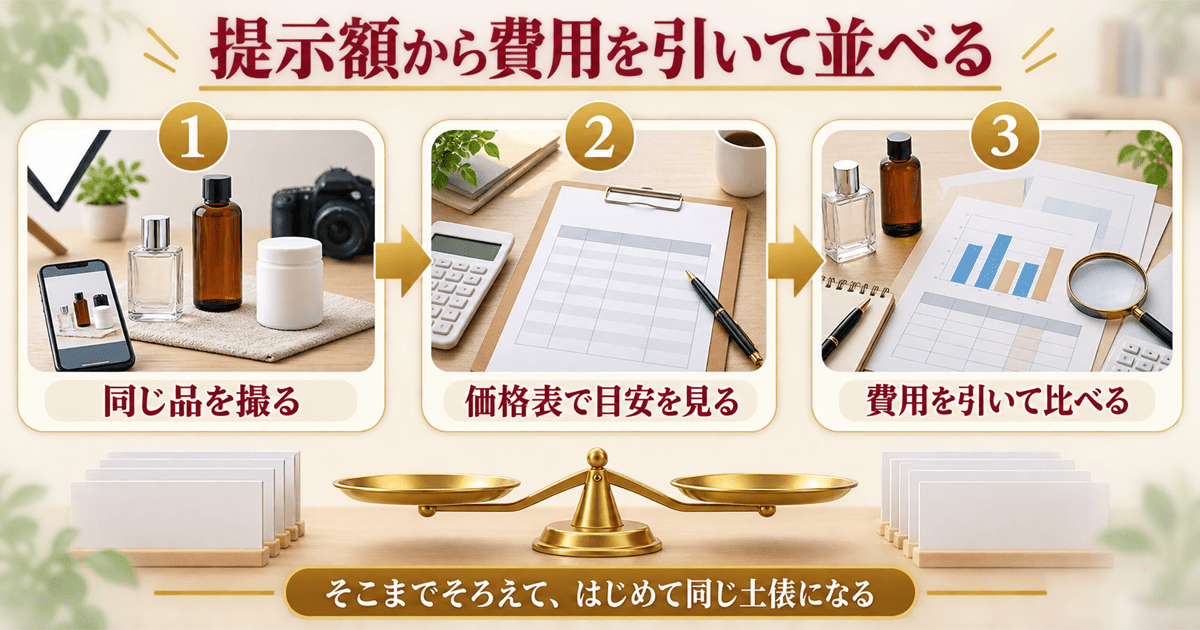 手取りで比べる3ステップの手順