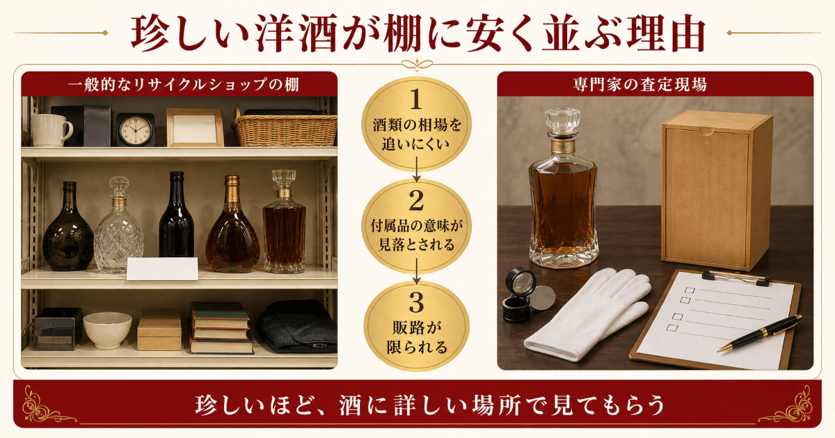 珍しい洋酒が棚に安く並んでいる理由