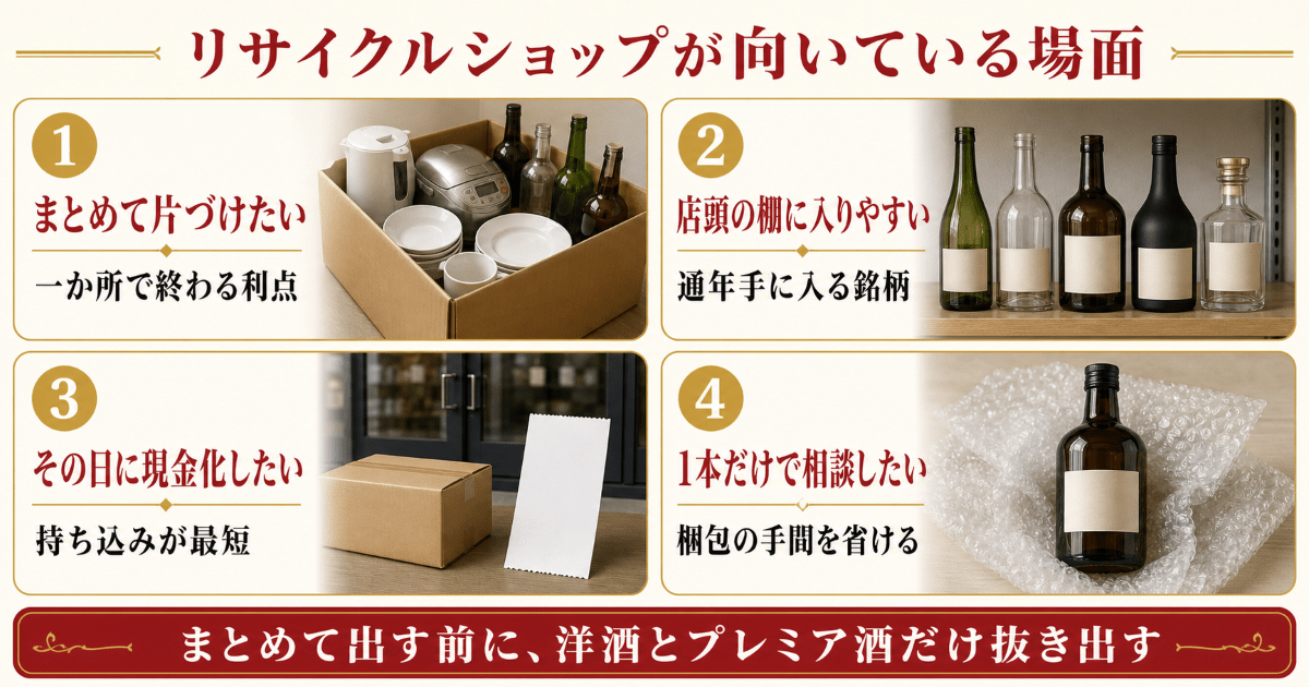 リサイクルショップが向いている場面