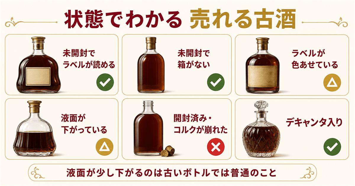 古いブランデーは売れる？状態別の早見表