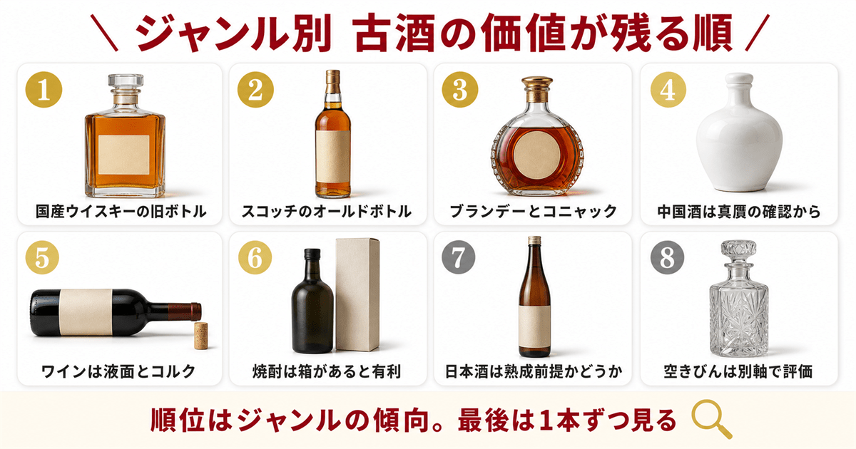 古酒買取ランキング|価値が残りやすい順の早見表