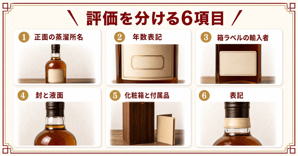 スコッチウイスキーの評価を分ける6項目の早見表