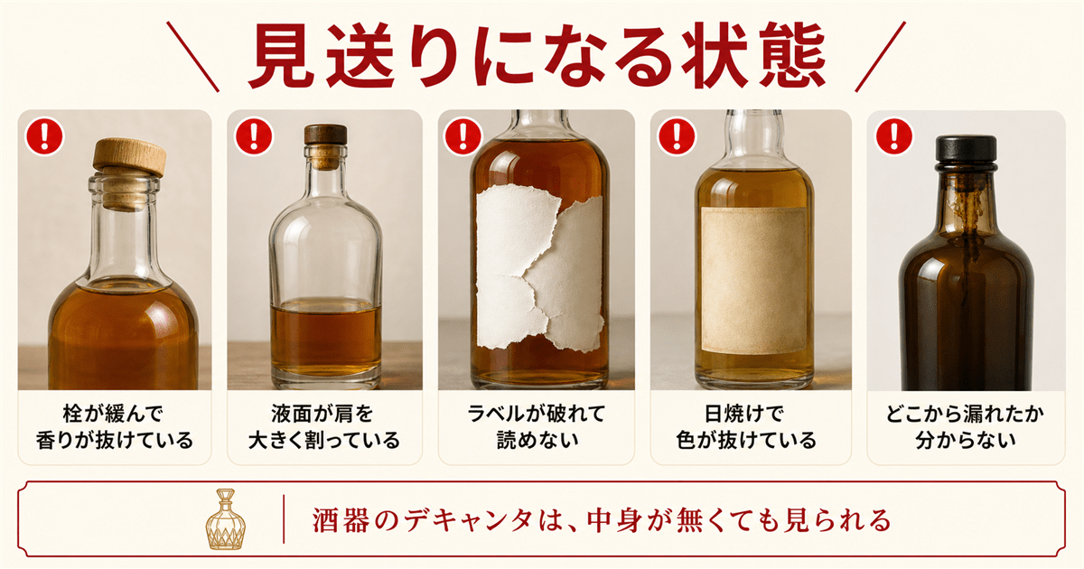 スコッチウイスキーの買取が見送りになる状態の例