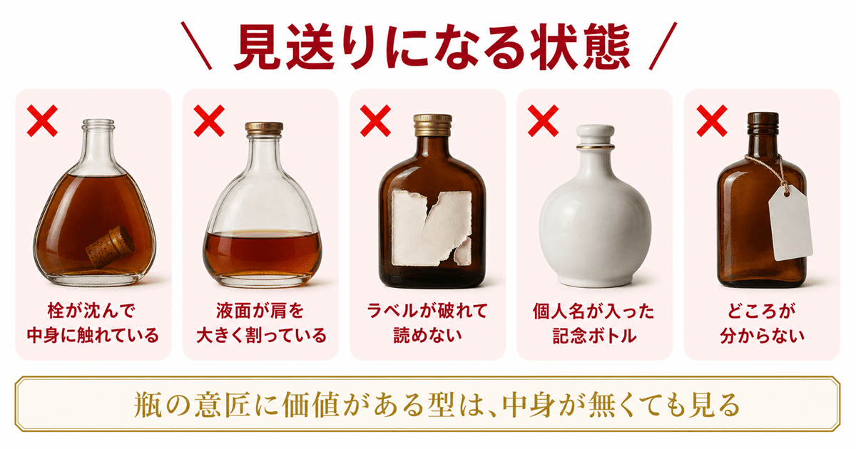 ブランデーの買取が見送りになる状態の例