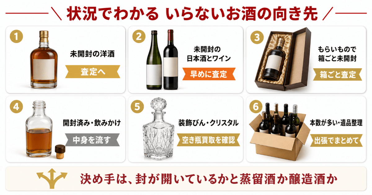 いらないお酒の手放し方｜状況別の早見表