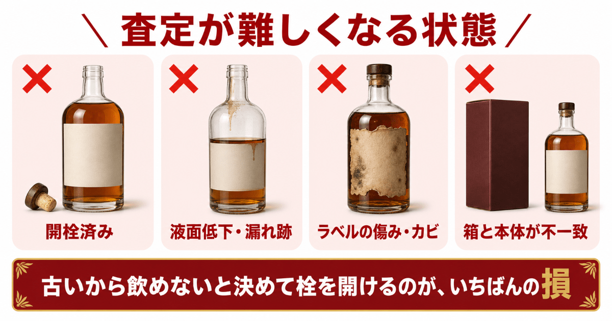 買取できないウイスキーと、値が下がる状態