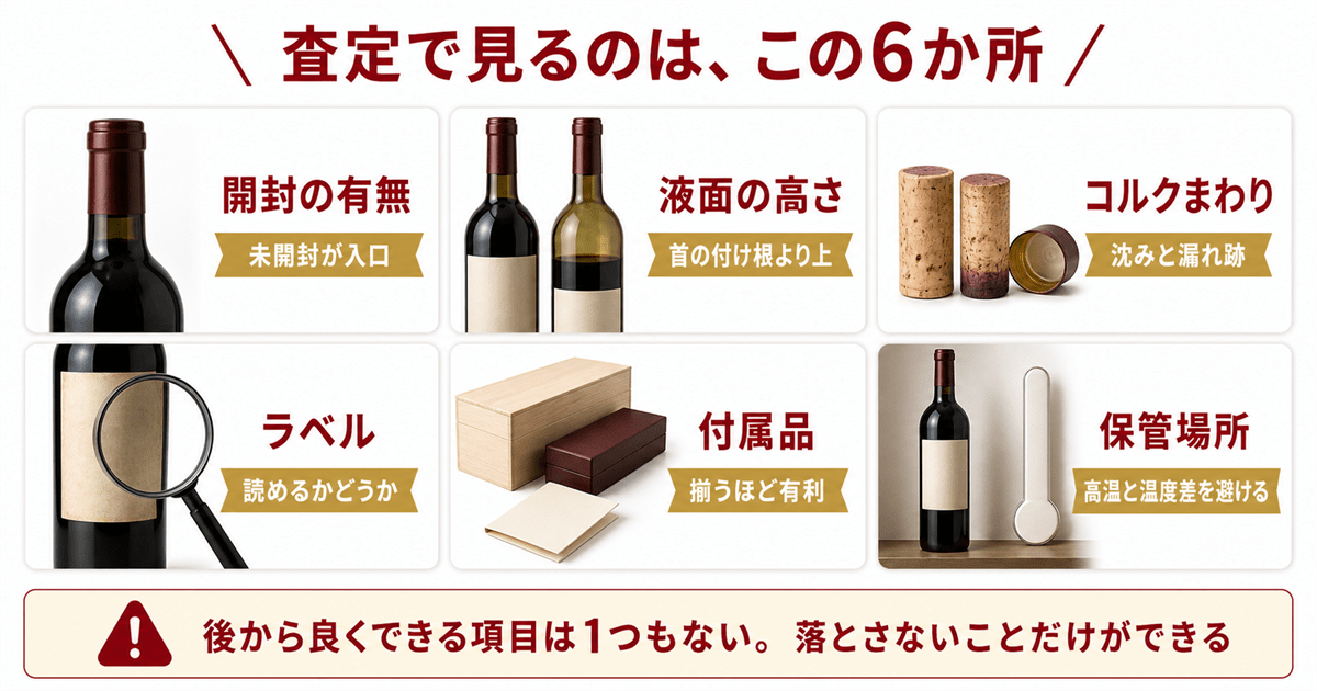 ワイン買取の基準として見られる6項目の早見表
