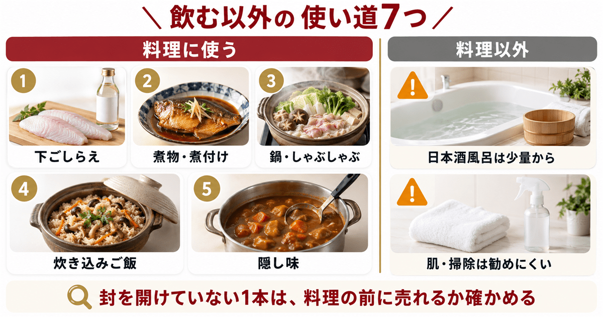 日本酒の飲む以外の活用法7つの早見表