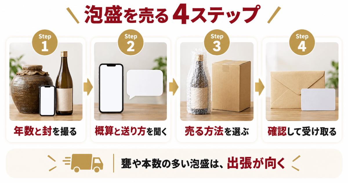 泡盛を写真で相談してから売るまでの流れ