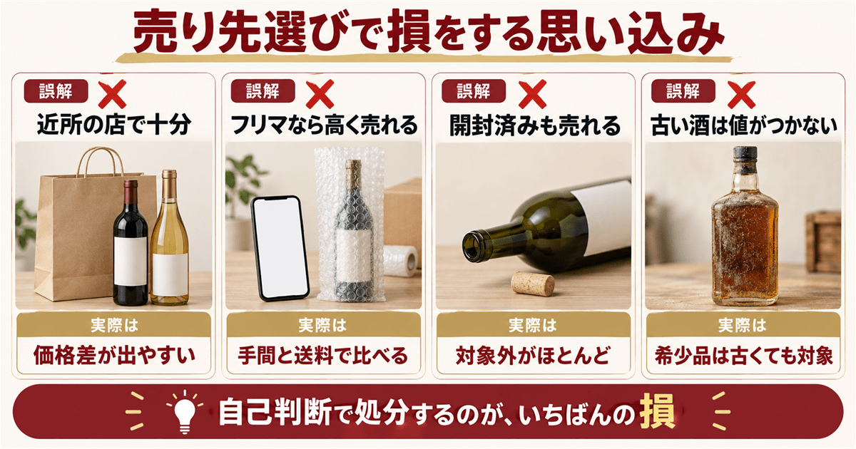 お酒の売り先選びで損をしやすい4つの思い込み