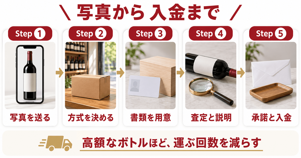 ロマネコンティを売るときの写真から入金までの流れ
