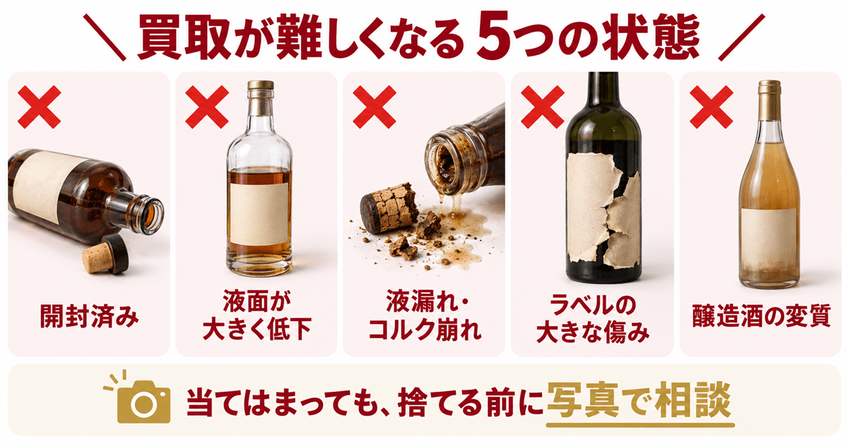 古い洋酒で買取が難しくなる5つの状態