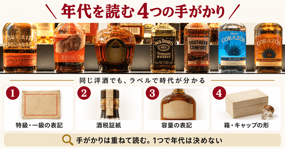 バーの棚に並ぶバーボン・アイリッシュ・テキーラなど洋酒のボトル