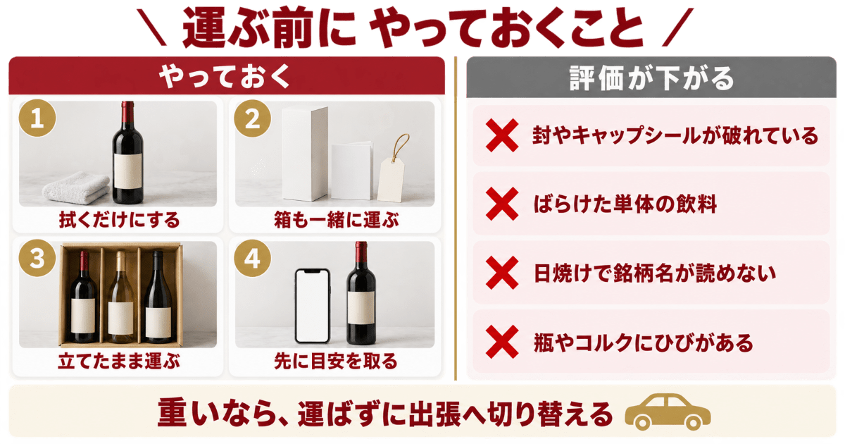 お酒を店頭へ運ぶ前にやっておく4つの準備