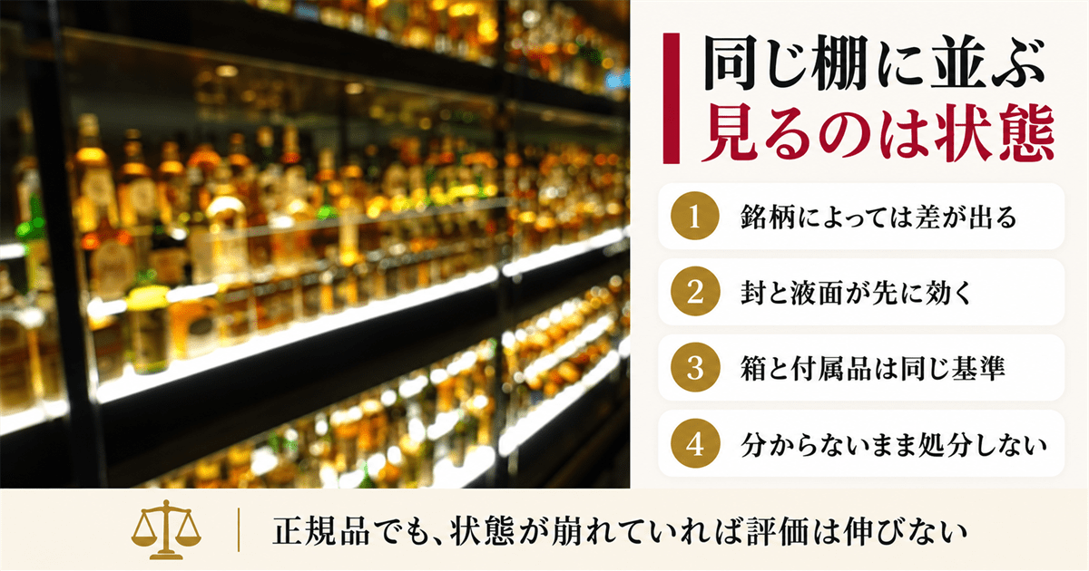 棚に並ぶ世界のウイスキー 正規品も並行品も同じ棚に並ぶ