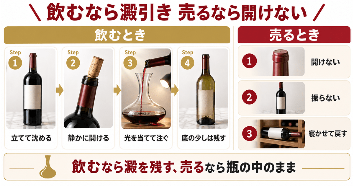 飲むときの澱引きの手順と売るときの扱い方