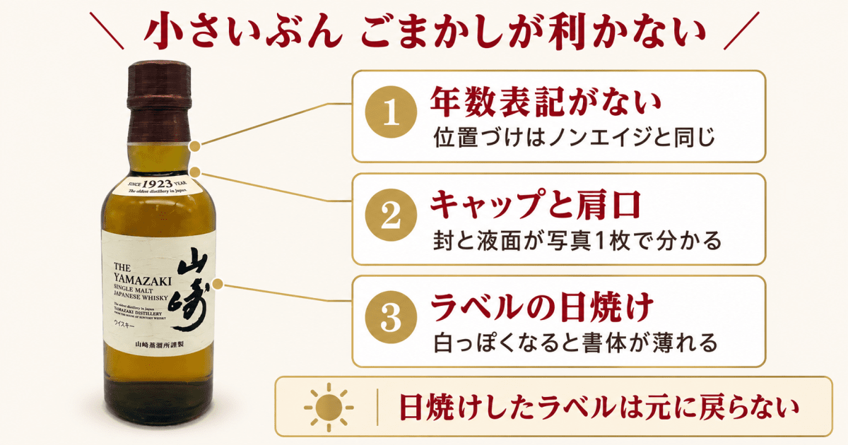 山崎180mlのボトル 年数表記のない小容量の規格